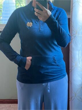 Blue/Navy Notre Dame 1/4 Zip Pullover with Embroidered ND logo